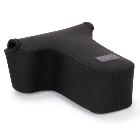 DSLR Camera and Zoom Lens Sleeve Case with Accessory Storage & Strap Openings - Black