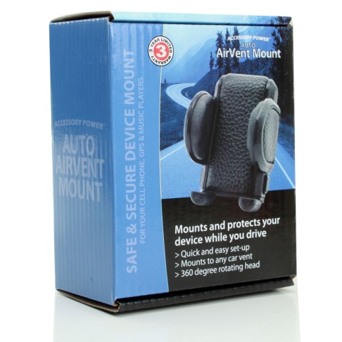 Universal Air Vent Phone Mount Holder w/ Adjustable Views & 360 Degree Rotation - Black