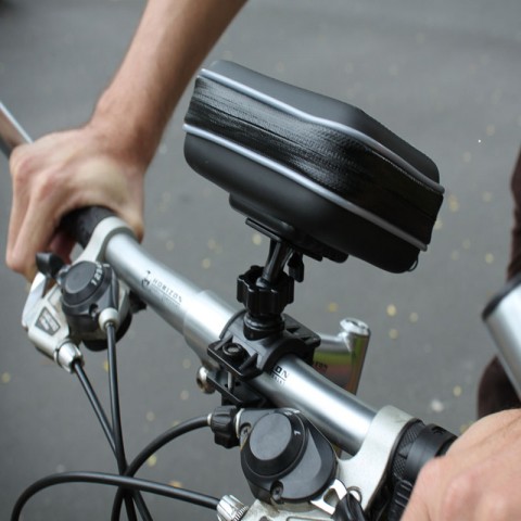 Weatherproof Motorcycle / Bicycle Handlebar GPS Display Case - Black