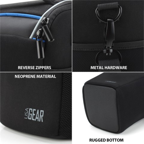 USA Gear Top Loading Digital SLR Camera Bag for Canon EOS Rebel Compact DSLR - Black