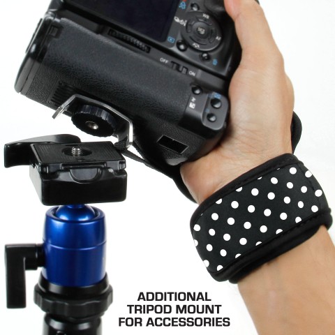 Professional Digital Film DSLR Camera Hand Grip Strap with Metal Plate - Polka Dot