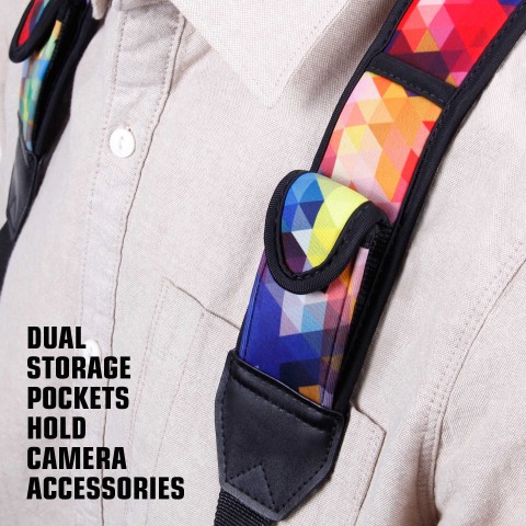 Universally Compatible Digital Camera Harness with Key Ring Attachment - Geometric