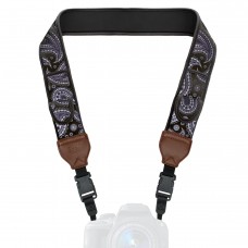 Camera Strap with Black Paisley Neoprene Design and Quick Release Buckles - Black Paisley