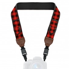 Camera Strap with Red Plaid Neoprene Design and Quick Release Buckles - Red Plaid