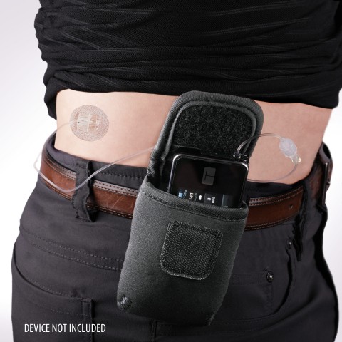 USA GEAR Insulin Pump Case with Belt Loop, Durable Neoprene Protection - Black