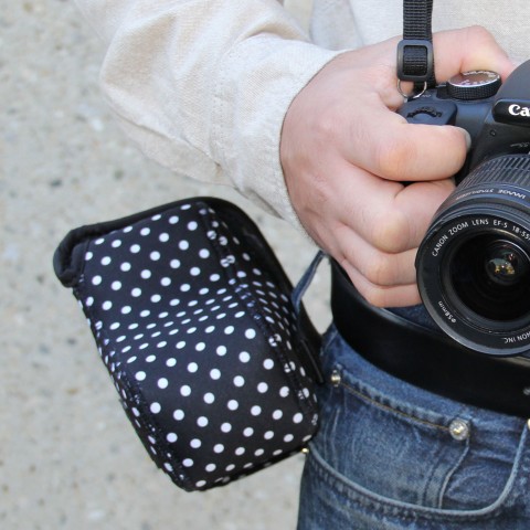DSLR Camera Case Sleeve with Accessory Storage & Strap Openings - Polka Dot