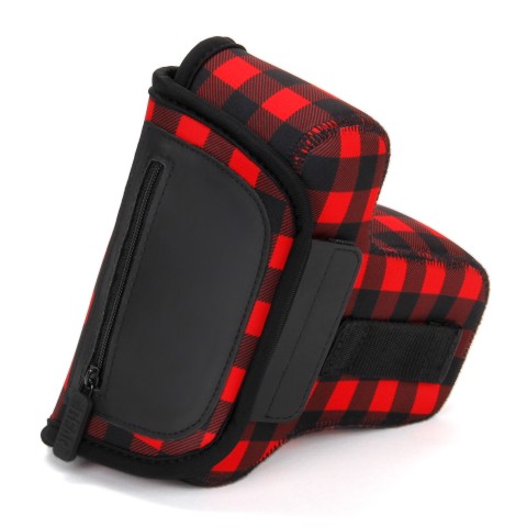 DSLR Camera Sleeve Case with Accessory Storage & Strap Openings - Red Plaid