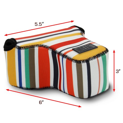 DSLR Camera Sleeve Case with Accessory Storage & Strap Openings - Striped