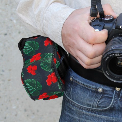 DSLR Camera Sleeve Case with Accessory Storage & Strap Openings - Tropical