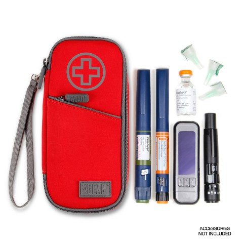 USA GEAR Diabetes Case - Diabetic Travel Bag with Insulated Interior - Red