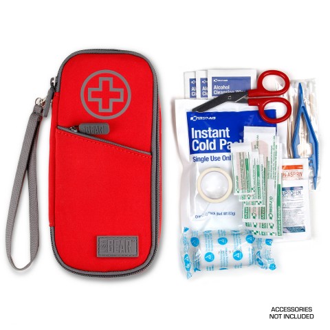 USA GEAR First Aid Case - Insulated First Aid Medicine Organizer Travel Case - Red