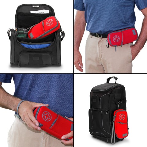 USA GEAR First Aid Case - Insulated First Aid Medicine Organizer Travel Case - Red