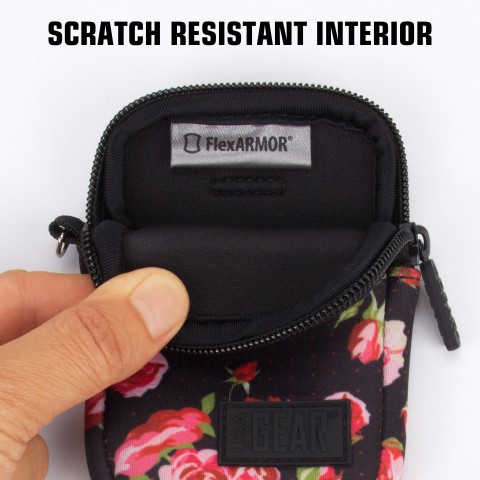 USA GEAR FlexARMOR Camera Case with Wrist Strap, Accessory Pocket, & Belt Loop - Floral