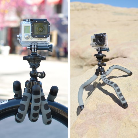 Flexible Action Cam Tripod with Quick-Release Plate & Ball Head for GoPro & More - Gray