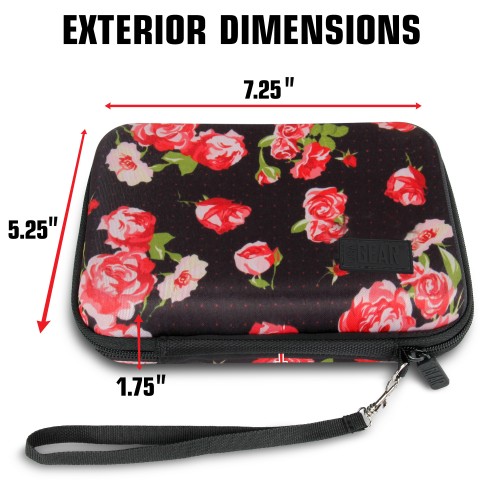Protective Hard Shell Electronics Carrying Case with Accessory Pocket - Floral