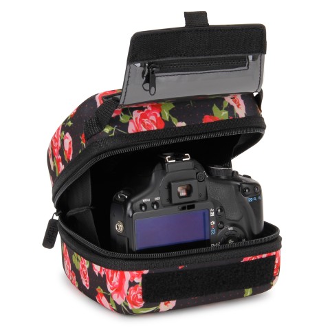 Quick Access DSLR Hard Shell Camera Case w/ Accessory Storage & Padded Interior - Floral - Standard