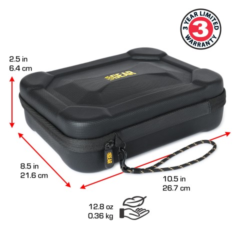 USA GEAR Manometer Case with Hard Resistant Exterior, Customizable Foam Interior - Black