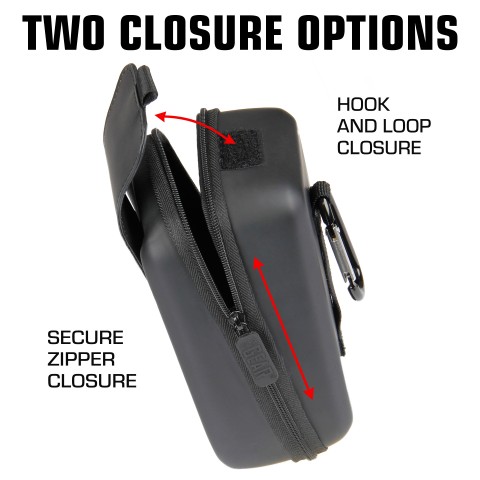 USA GEAR Hard Shell Glasses Case - Rugged Hard Case with Belt Loop - Black - Black