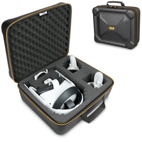 USA GEAR Case for VR Headset - Customizable Case Compatible with Oculus Quest - Black