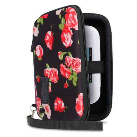USA GEAR Hard Shell Electronics Case for Hard Drives, iPods, Wi-Fi Hotspot, More - Floral