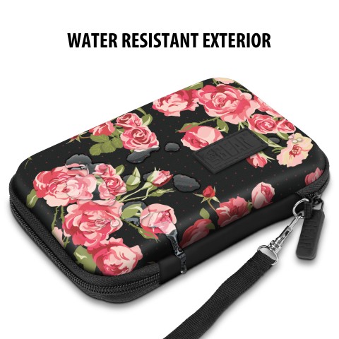 USA GEAR Hard Shell Electronics Case for Hard Drives, iPods, Wi-Fi Hotspot, More - Floral
