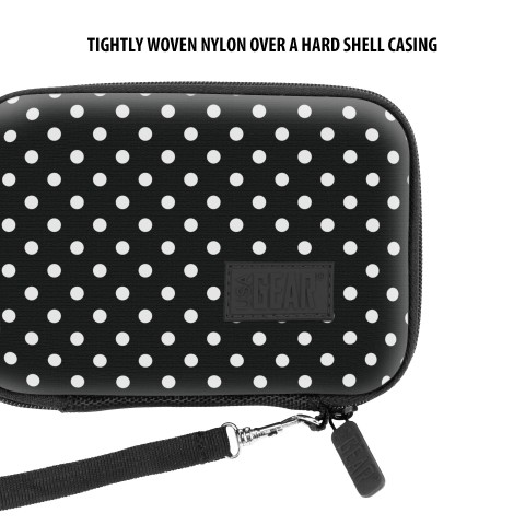Hard Shell Electronics Case for Hard Drives, iPods, Portable Wi-Fi, Cables, etc. - Polka Dot