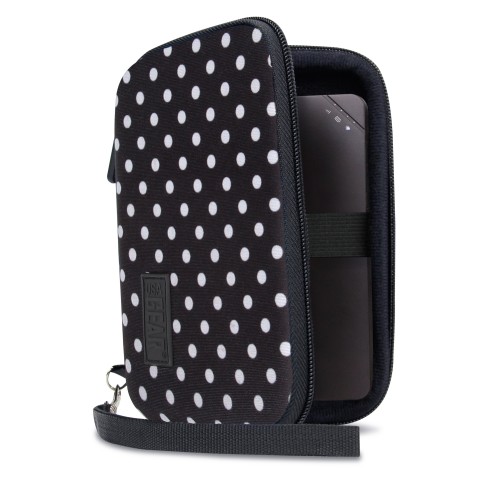 Hard Shell Electronics Case for Hard Drives, iPods, Portable Wi-Fi, Cables, etc. - Polka Dot