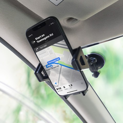 In-Car Windshield Dashboard Suction Mount Holder Phone Cradle w/ Suction Lock - Black