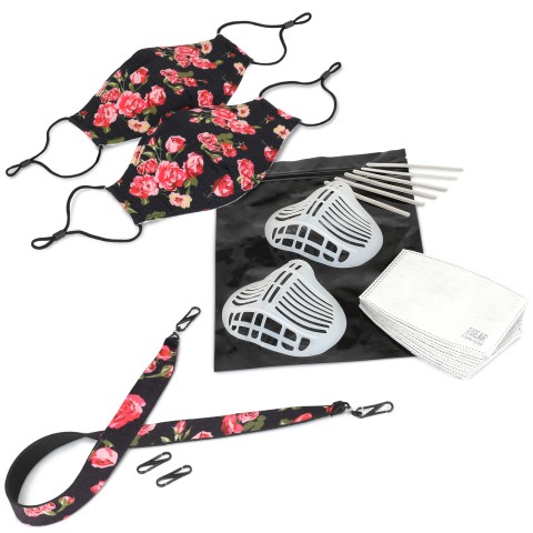 Reusable Fashion Face Mask Kit-2 Pack Washable Cloth Fabric Masks (Floral) - Floral