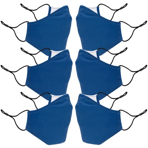 USA GEAR Reusable Fashion Cloth Face Mask (Navy Blue) 6 Pack - Adult Size - Navy Blue