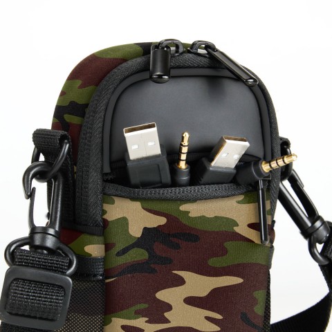 Compact Camera Bag with Waterproof Rain Cover , Belt Loop & Shoulder Strap Sling - Camo Green