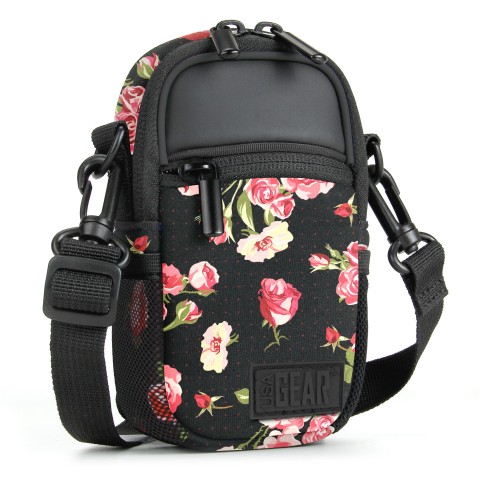 Compact Camera Bag with Waterproof Rain Cover , Belt Loop & Shoulder Strap Sling - Floral
