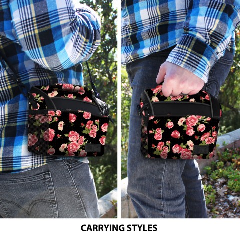 Durable Protective Bridge Camera Bag with Protective Neoprene Material and Adjustable Dividers - Floral