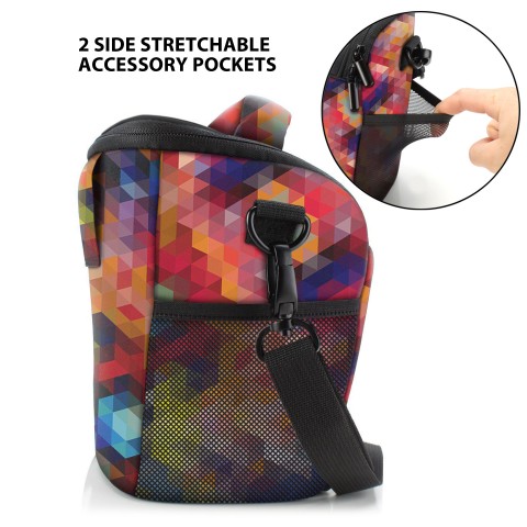 Portable DSLR Camera Case Bag with Top Loading accessibility and Shoulder Sling - Geometric