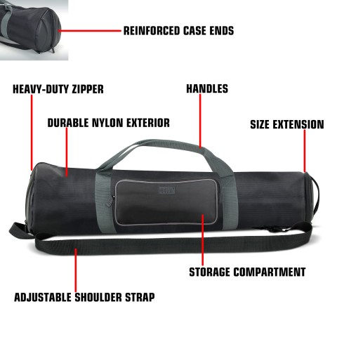 USA Gear Kids Refractor Telescope Case Bag - Holds Telescopes 21 to 35 inches  - Black