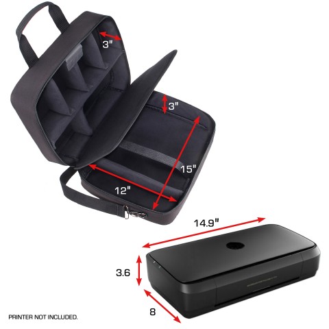 Portable Printer Case Compatible with HP Officejet 250 All-in-One Printer - Black