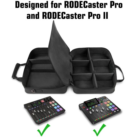 USA GEAR RODECaster Pro Case - Hold Podcaster, Mixer, Microphones, and More - Black