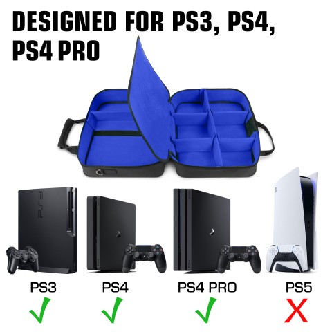 USA GEAR Console Carrying Case - PS4 Case Compatible with PS4 Slim and PS4 Pro - Black
