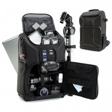Digital SLR Camera Backpack with Laptop Compartment , Rain Cover , Lens Storage - Black
