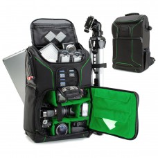 USA Gear Digital SLR Camera Backpack with Laptop Compartment , Rain Cover , Lens Storage - Green
