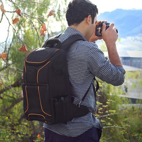 Digital SLR Camera Backpack with Laptop Compartment , Rain Cover , Lens Storage - Orange