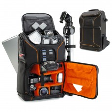 Digital SLR Camera Backpack with Laptop Compartment , Rain Cover , Lens Storage - Orange