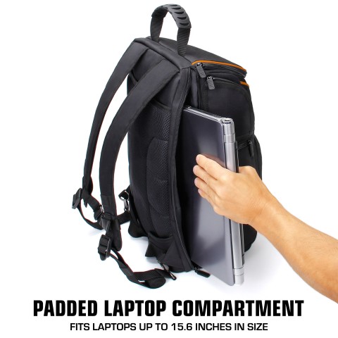 Digital SLR Camera Backpack with Laptop Compartment , Rain Cover , Lens Storage - Orange