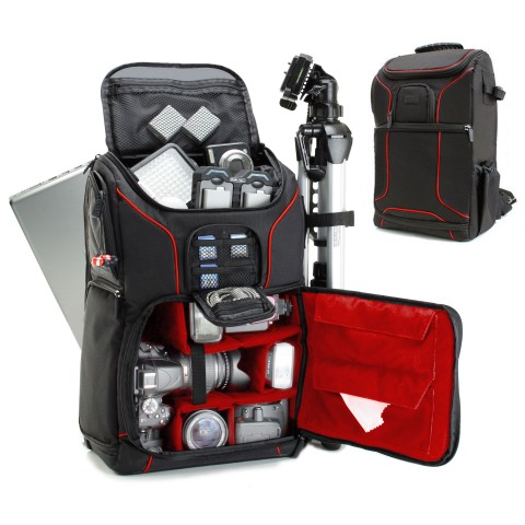 USA GEAR Digital SLR Camera Backpack with Laptop Compartment - Red