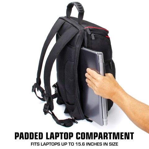 USA GEAR Digital SLR Camera Backpack with Laptop Compartment - Red