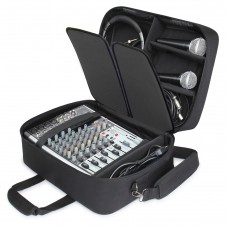 USA GEAR Audio Mixer Case with Customizable Interior & Water Resistant Exterior - Black