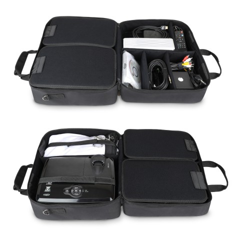 USA GEAR Projector Case - Portable Projector Bag with Water Resistant Exterior - XL Black