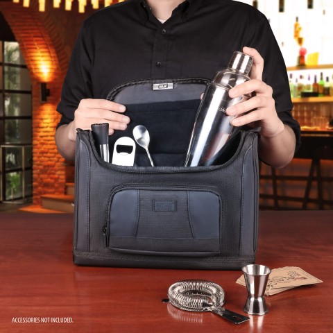 USA GEAR Travel Carrying Bag for Bartender Kits - Bag Only, Items Not Included  - Black