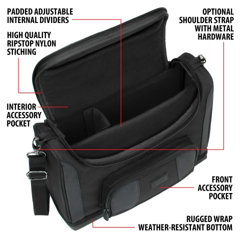 USA GEAR Travel Shoulder Bag Compatible with Asthma Machines (Bag Only) - Black