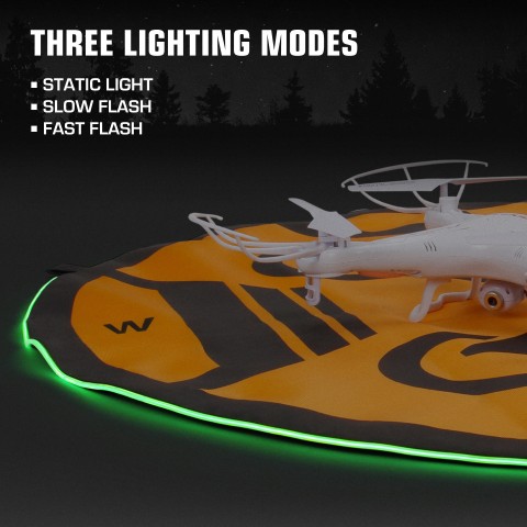 USA Gear Portable Drone Landing pad with 3 LED Lighting Modes - 30 inch - Orange